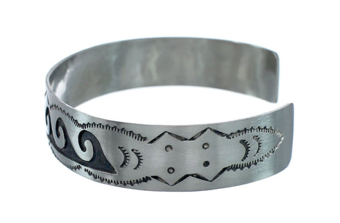 Native American Navajo Water Wave Sterling Silver Cuff Bracelet JX130595